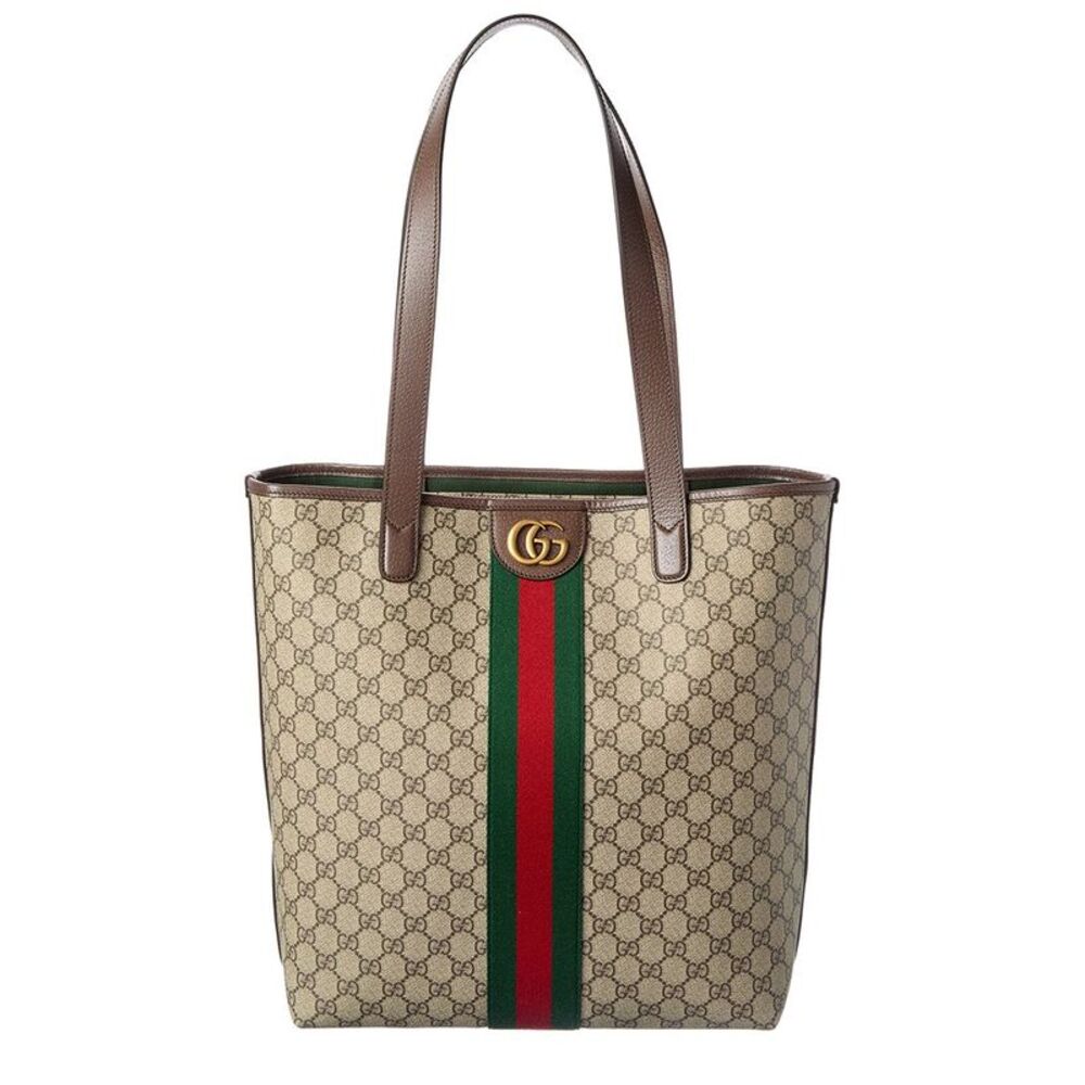 Gucci Ophidia Medium Gg Supreme Canvas & Leather Tote, Beige